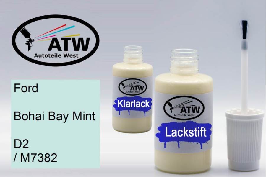 Ford, Bohai Bay Mint, D2 / M7382: 20ml Lackstift + 20ml Klarlack - Set, von ATW Autoteile West.